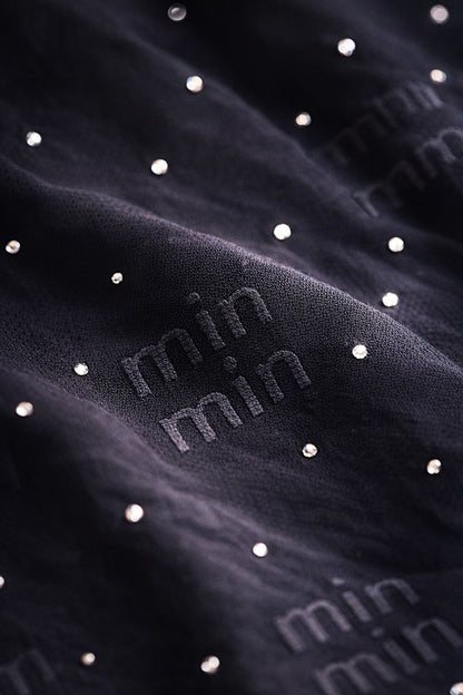 Midnight Full Rhinestone Wide-Leg Trousers