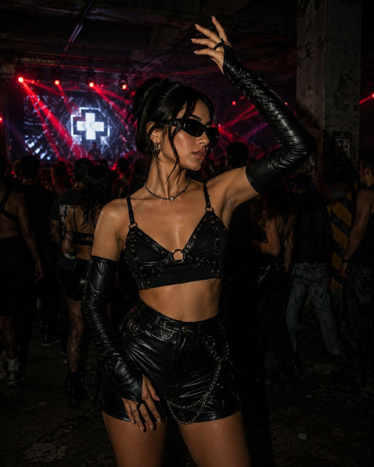 After Dark Leather Arm Sleeves - Retro Rave & Cyberpunk Edition